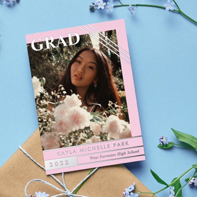 Foto-Abschluss für hellrosa und silberfarbene Lini Folieneinladung (Von Creator hochgeladen)