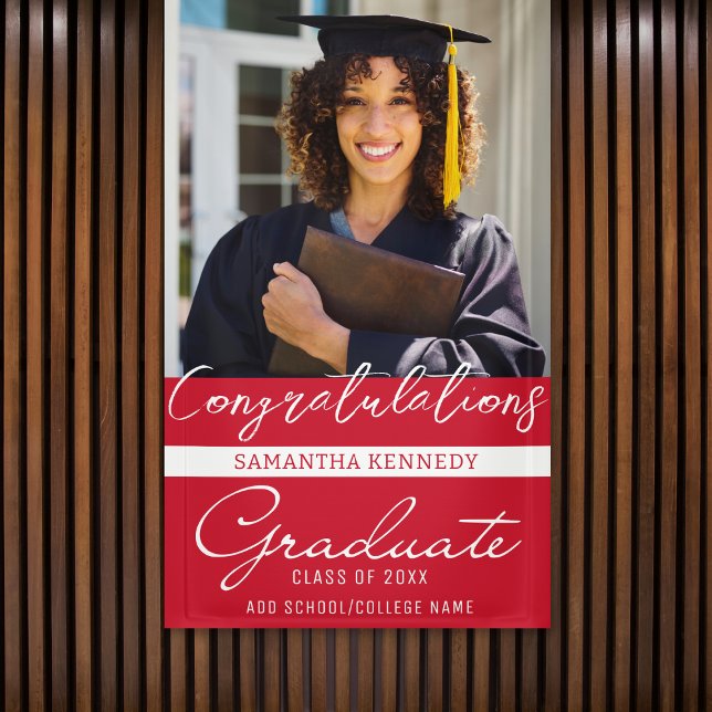 Foto Abschluss Glückwunsch Grad Klasse 2023 Rot Banner (Von Creator hochgeladen)