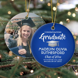 Foto Abschluss Glückwunschs Royal Blue und White Keramik Ornament