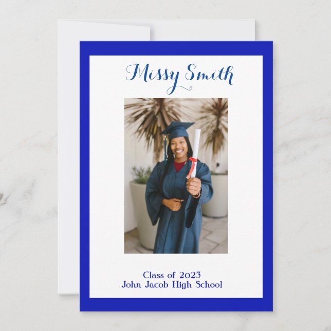 Foto Abschluss, Klasse 2023 Blau Einladung (Vorderseite)