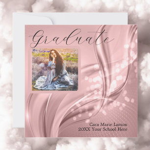 Foto Abschluss Luxury Pink Metallic Einladung