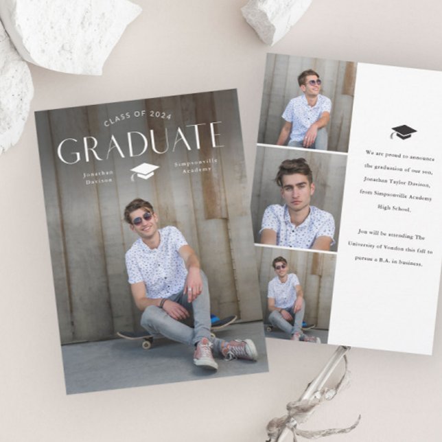 Foto-Abschluss mit einfacher Typenabstufung Ankündigung (Simple Graduate Type Photo Graduation Announcements.)