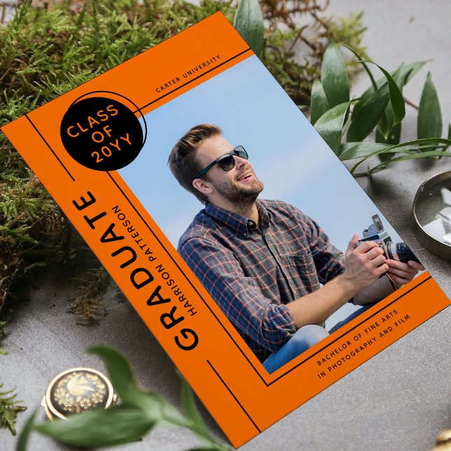 Foto Abschluss Modernes, orangefarbenes Script (Von Creator hochgeladen)