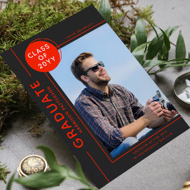 Foto Abschluss Modernes Script Rot Grau