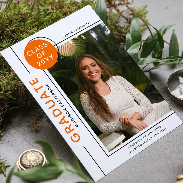 Foto Abschluss Modernes Script Schwarz Orange (Von Creator hochgeladen)