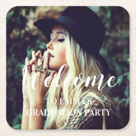 Foto Abschluss Typografie Gastgeschenk Rechteckiger Pappuntersetzer