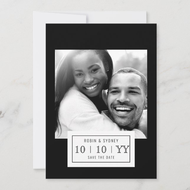 Foto Abzeichen | SAVE THE DATE | flach | Schwarz (Vorderseite)