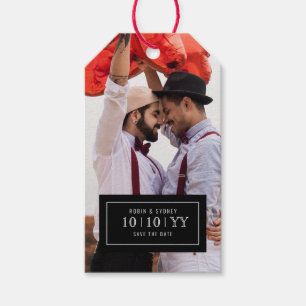 Foto Abzeichen SAVE THE DATE Geschenkmarke Geschenkanhänger