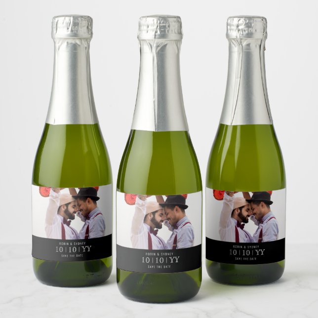 Foto Abzeichen | SAVE THE DATE | Mini-Flasche-Etik (Flaschen)