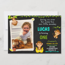 Foto Affe Geburtstagseinladung Junge 1. Geburtstag