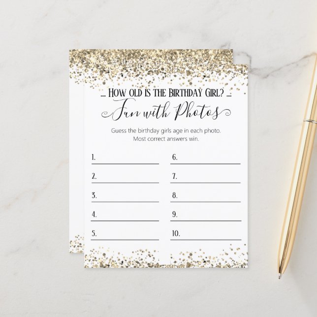 Foto Age Guessing Game (Vorderseite/Rückseite Beispiel)