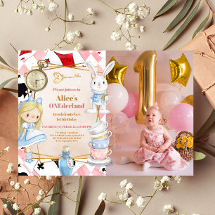 Foto Alice im Wunderland 1. Geburtstag Tee Party Einladung