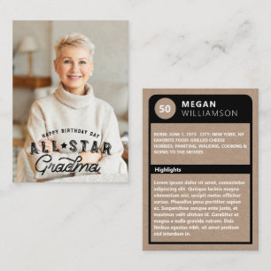 Foto & All-Star-Grandma-Baseball-Karte zum Geburts Begleitkarte