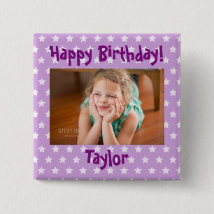 Foto-alles- Gute zum Geburtstaglila und weiße Button