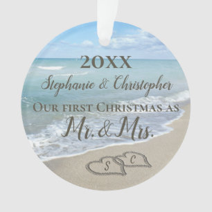 Foto an Back First Christmas Together Beach Ornament