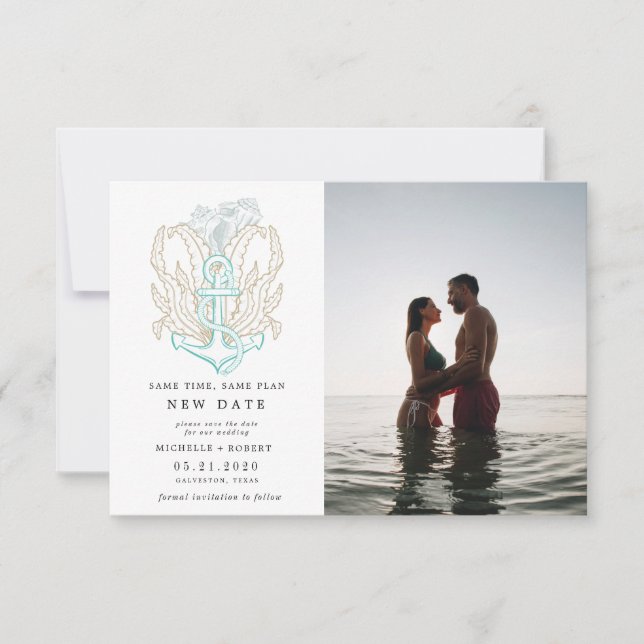 Foto an der Küste Ändern Sie das Datum Einladung (Vorderseite)