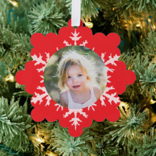 Foto-Andenken für Kinder Süßer Schneefall Rot Feie Ornament Karte