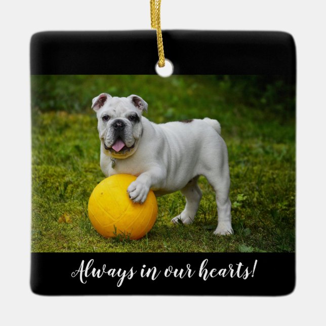 Foto-Andenken-Schmuck - Immer in unseren Herzen Keramikornament (Vorderseite)