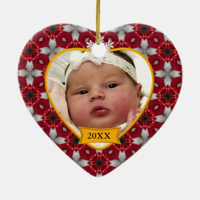 Foto-Andenken-Verzierung des Babys 1. Weihnachts Keramik Ornament (Hinten)
