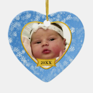Foto-Andenken-Weihnachten des Snowy des Babys Keramikornament