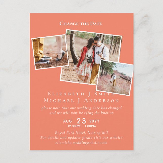 FOTO ändert die Datumspläne Aufschieben JEDES Erei Postkarte (Vorderseite)