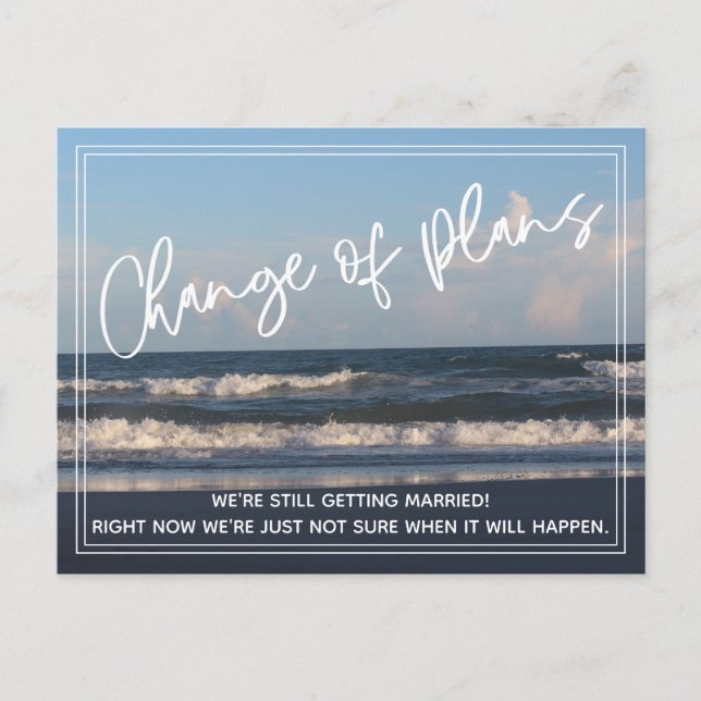 Foto-Änderung der Pläne für verspätete Hochzeiten Postkarte (Vorderseite)