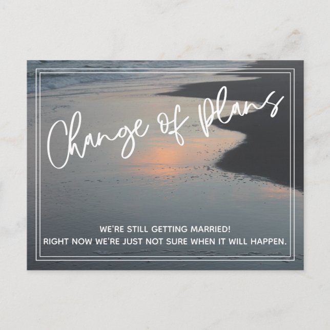 Foto-Änderung der Pläne für verspätete Hochzeiten Postkarte (Vorderseite)