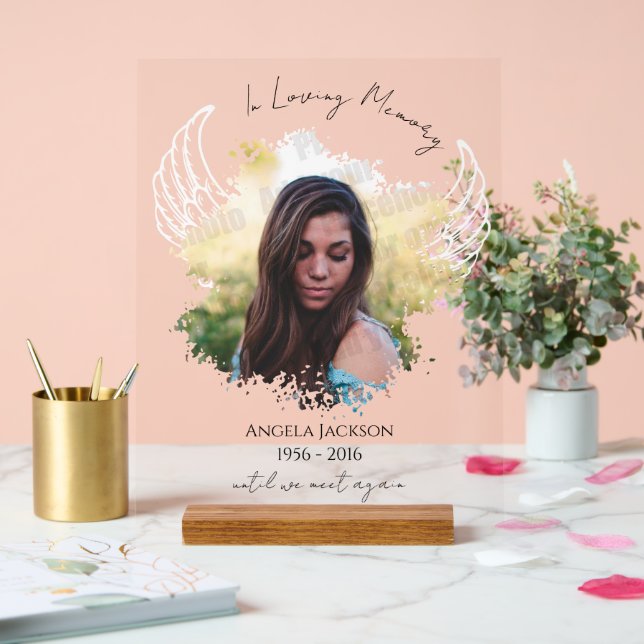 Foto "Angel Wings Memorial" löschen Acrylschild (Hochzeit)
