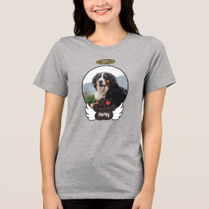 Foto Angel Wings Paw Name Dog Memorial Tri-Blend Shirt