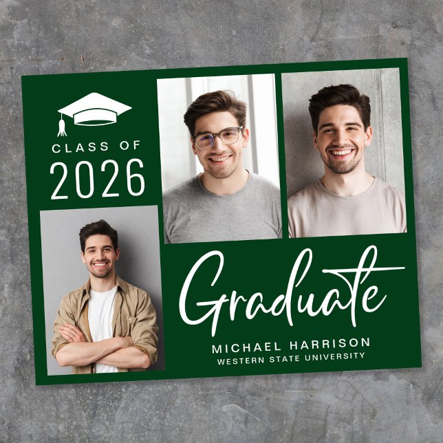 Foto Ankündigung des Grünen Abschlusses (Cherish the milestone: share your graduate's achievement with a custom photo graduation announcement)