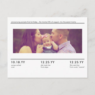 Foto-Ankündigung von Simple Lines Baby's Meilenste Postkarte