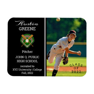 Foto-Ankündigung zum Schulabschluss eines Baseball Magnet