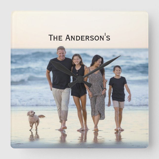 Foto Anpassen des Monogrammbilds Quadratische Wanduhr (Vorderseite)