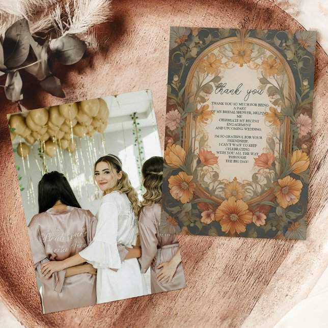 Foto Antikes florales Jugendstil-Brautparty Dankeskarte (Von Creator hochgeladen)
