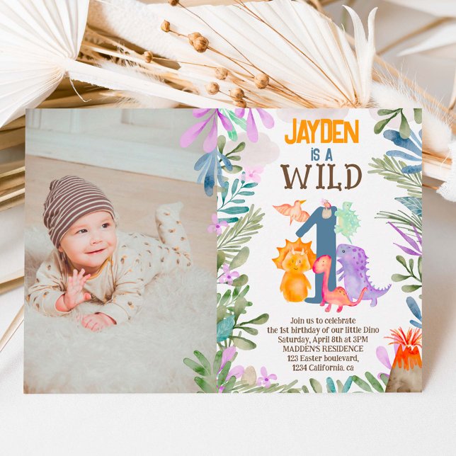 Foto Aquarell Dinosaurier Grünpflanzen Wildnis 1. Einladung (Von Creator hochgeladen)