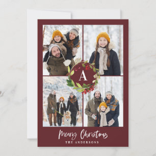 Foto Aquarellblumen + Weihnachtsfeiertagen Feiertagskarte