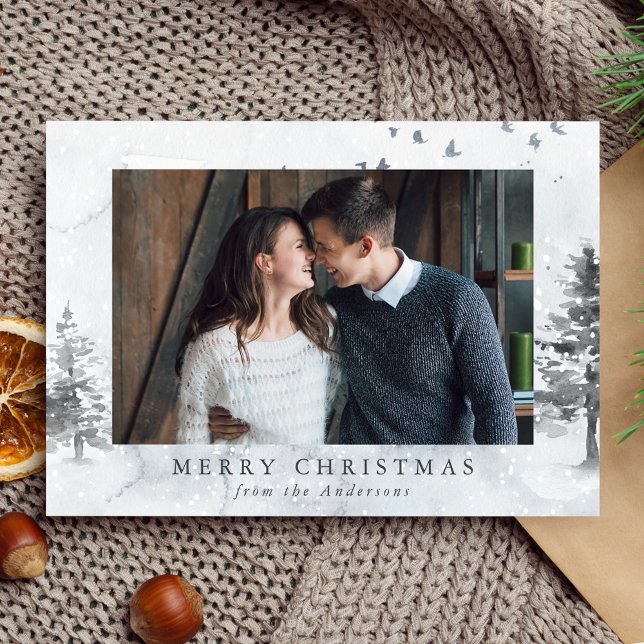 Foto Aquareller Winterpine Feiertagskarte (Von Creator hochgeladen)