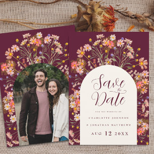 Foto Arch Boho Herbst Rustikale Wildblumen Hochzei Save The Date