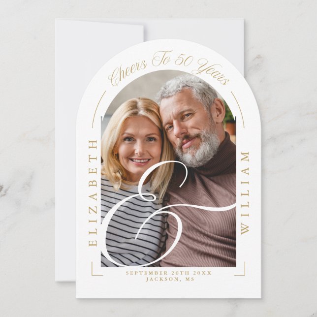 Foto Arch Calligraphie 50. Hochzeitstag Einladung (Vorderseite)