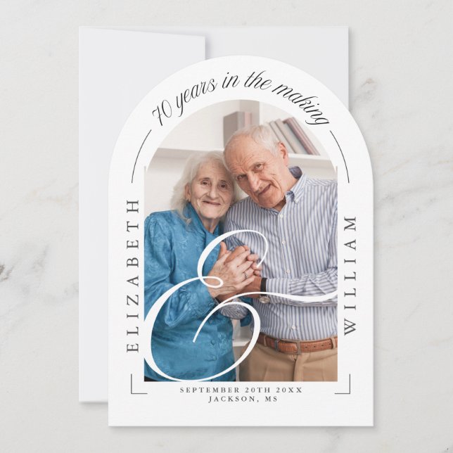 Foto Arch Calligraphie 70. Hochzeitstag Einladung (Vorderseite)