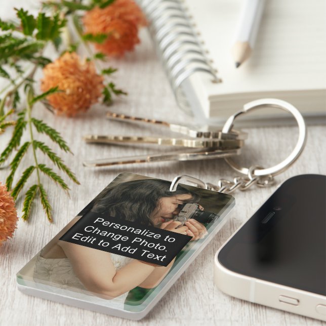 Foto Art Name Monogram Quote Acryl Rec Schlüsselanhänger (Vorderseite rechts)