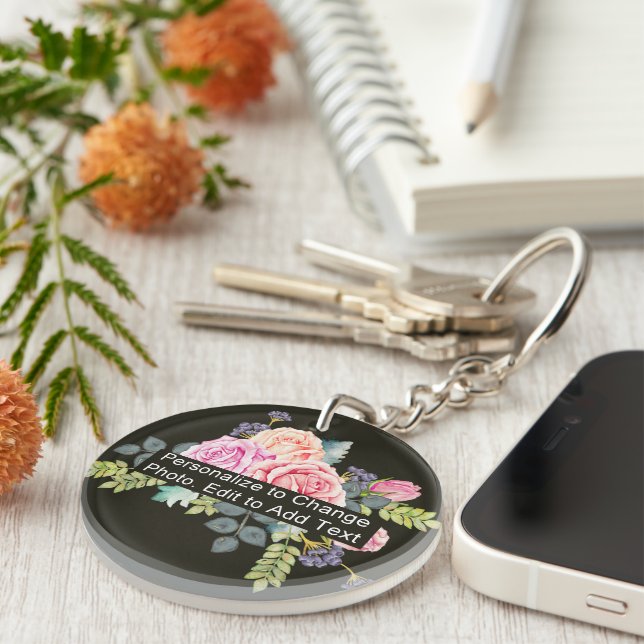 Foto Art Name Monogram Quote Runde Schlüsselanhänger (Vorderseite rechts)