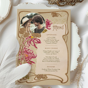 Foto Art Nouveau Wedding Dinner Menu Einladung
