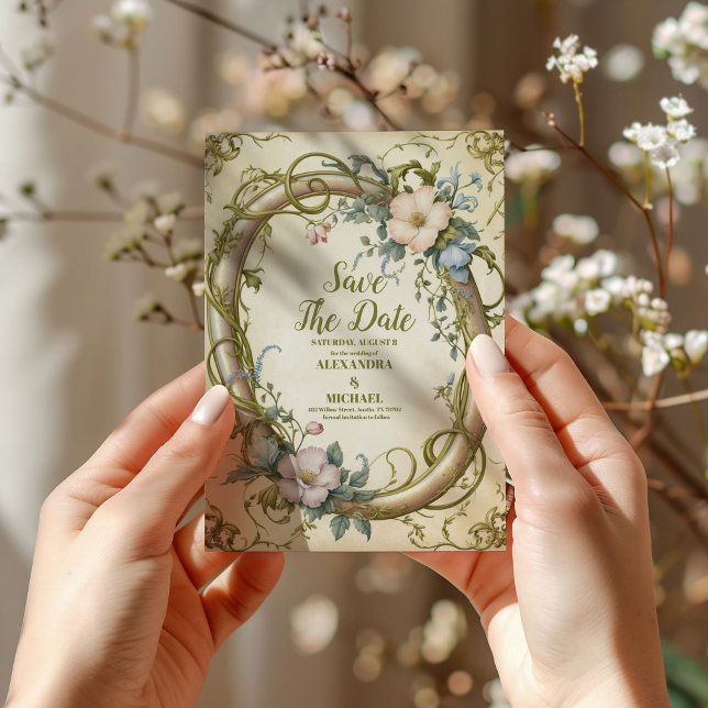 Foto Art Nouveau Wildblume Wedding Save The Date (Von Creator hochgeladen)