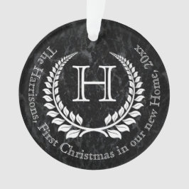 Foto auf Back Mit Monogramm Letter First Christmas Ornament