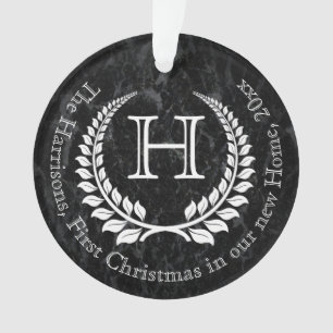 Foto auf Back Mit Monogramm Letter First Christmas Ornament