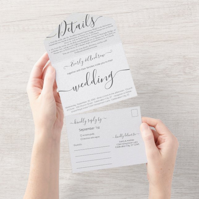 Foto auf der Außenseite Zurück Moderne Hochzeit All In One Einladung (Abreißen)