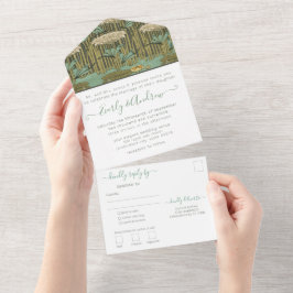 Foto auf der Rückseite Art Nouveau Dragonfly Lily  All In One Einladung