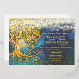 Foto auf der Rückseite Grove Blue & Gold Fairy Lig Folieneinladung