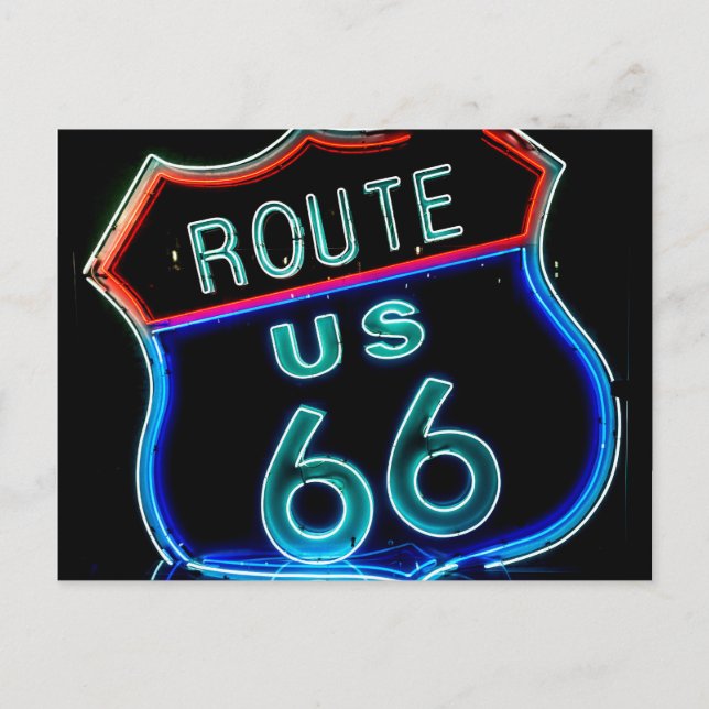 Foto auf Neonschild Route 66 Postkarte (Vorderseite)